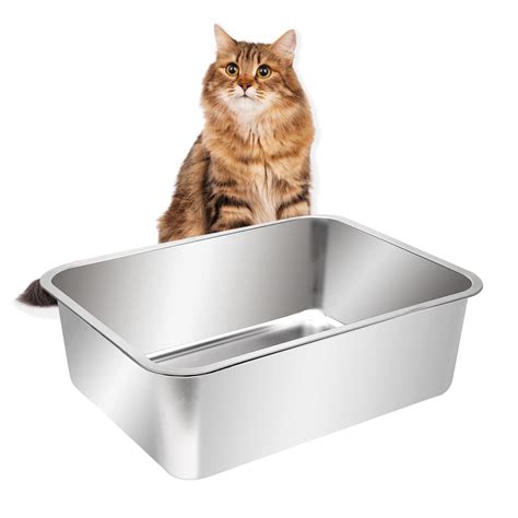 xl stainless steel litter box|stainless steel kitty litter pan.